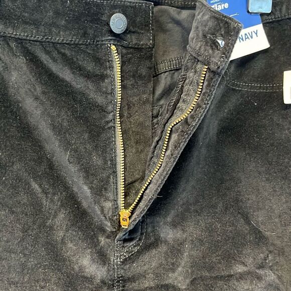 NWT OLD NAVY Pants Women's Size 12 Crushed Black Velvet Flare Higher High-Rise - Picture 5 of 13